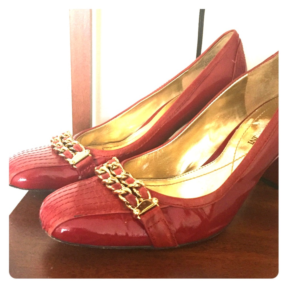 ❤️Beautiful Red Leather & Patent Leather Heels